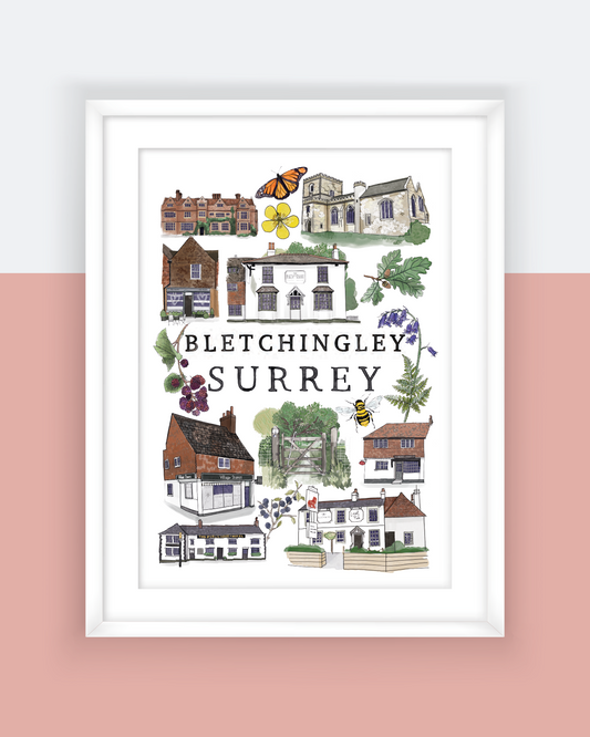 Bletchingley | A4 Print Surrey Village Art Print