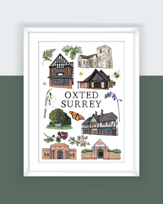 Oxted | A4 Print Surrey Village Art Print