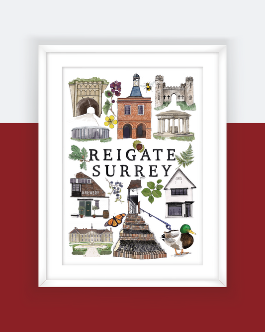 Reigate | A4 Print Surrey Village Art Print