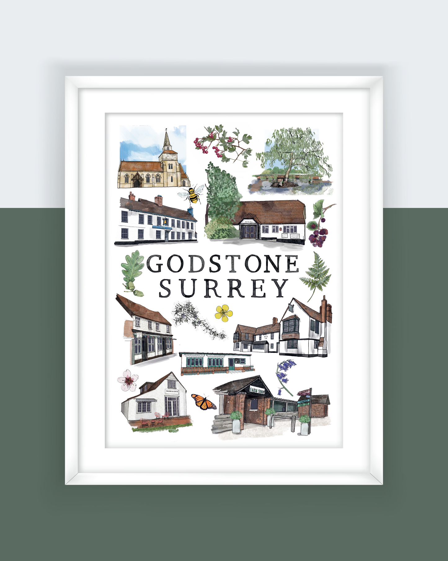 Godstone | A4 Print Surrey Village Art Print