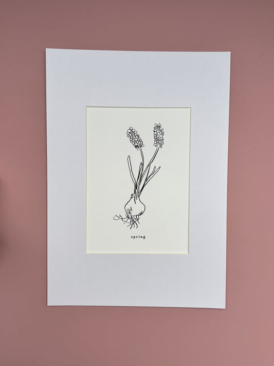 Seasons line print - Spring (A5 print in A4 mount)