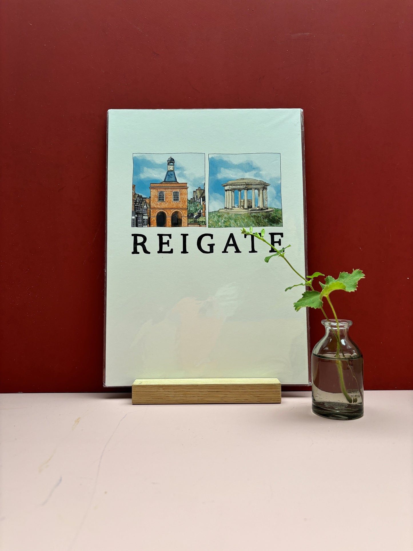 Reigate Duo Print | A4 Print | Old Town Hall and Inglis Memorial