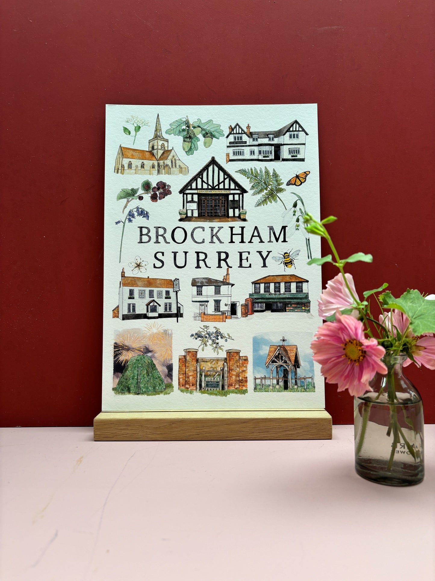 Brockham | A4 Print Surrey Village Art Print