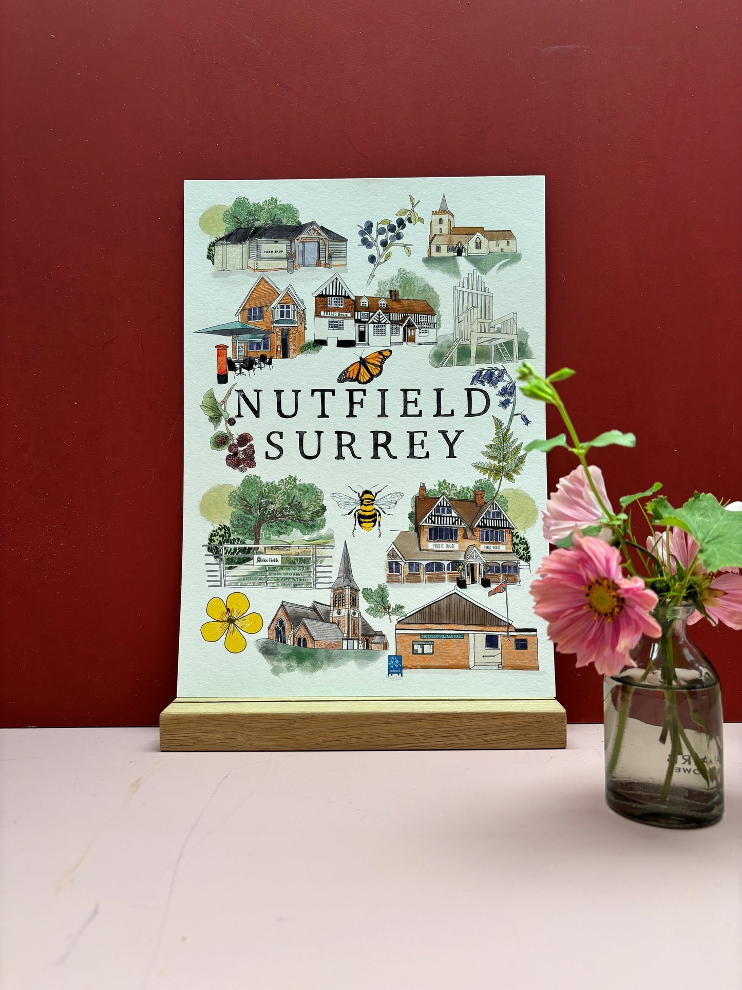 Nutfield | A4 Print Surrey Village Art Print