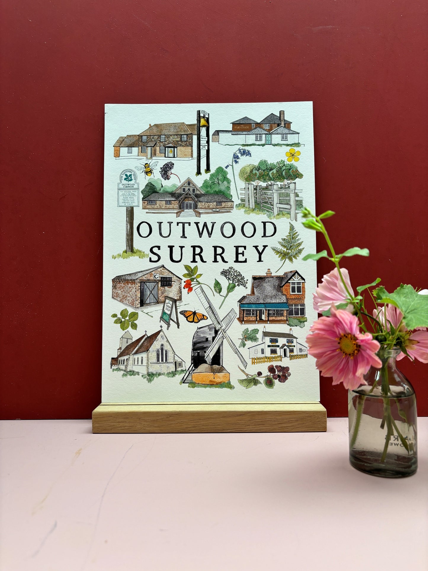 Outwood | A4 Print Surrey Village Art Print