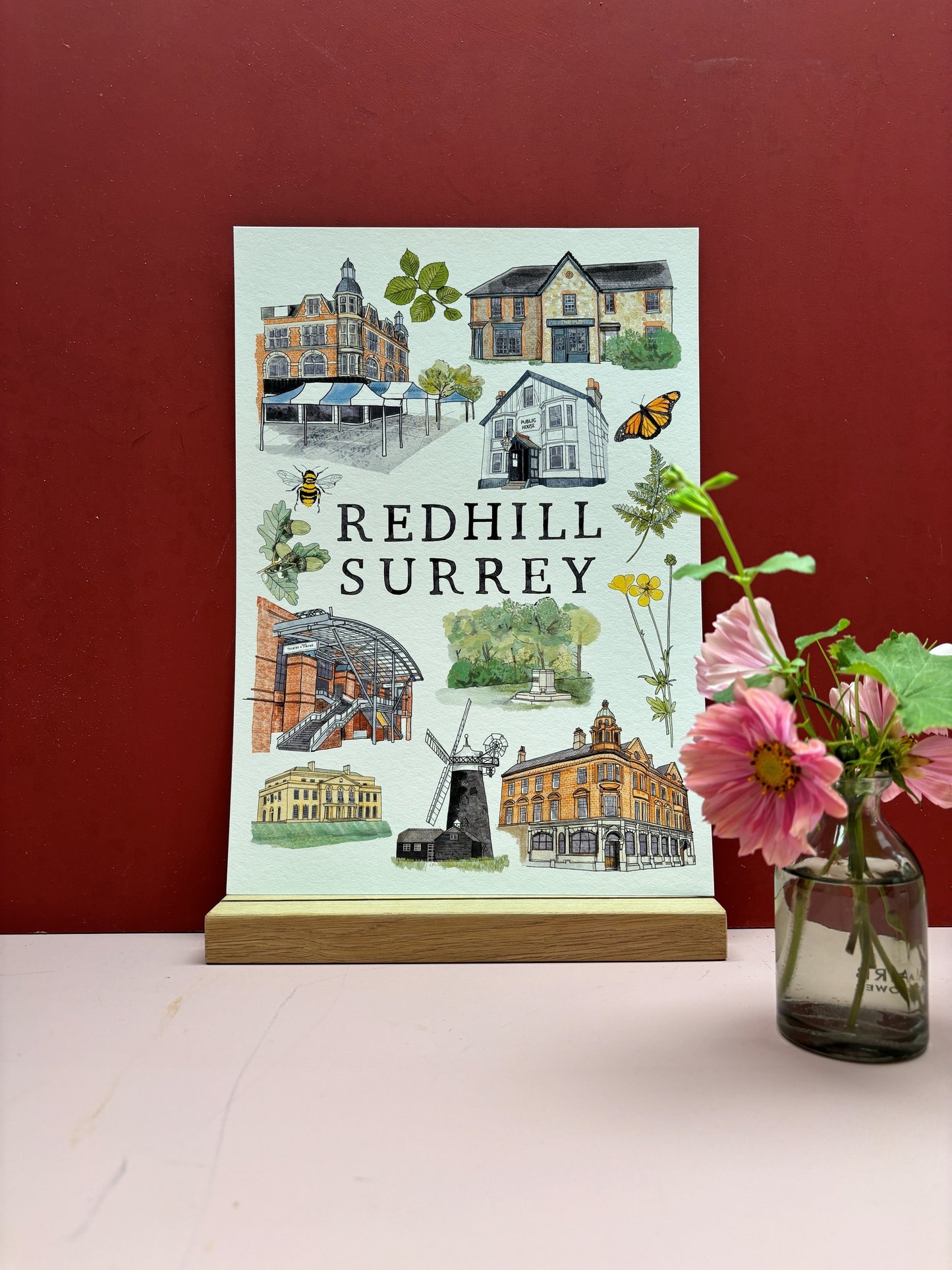 Redhill | A4 Print Surrey Village Art Print