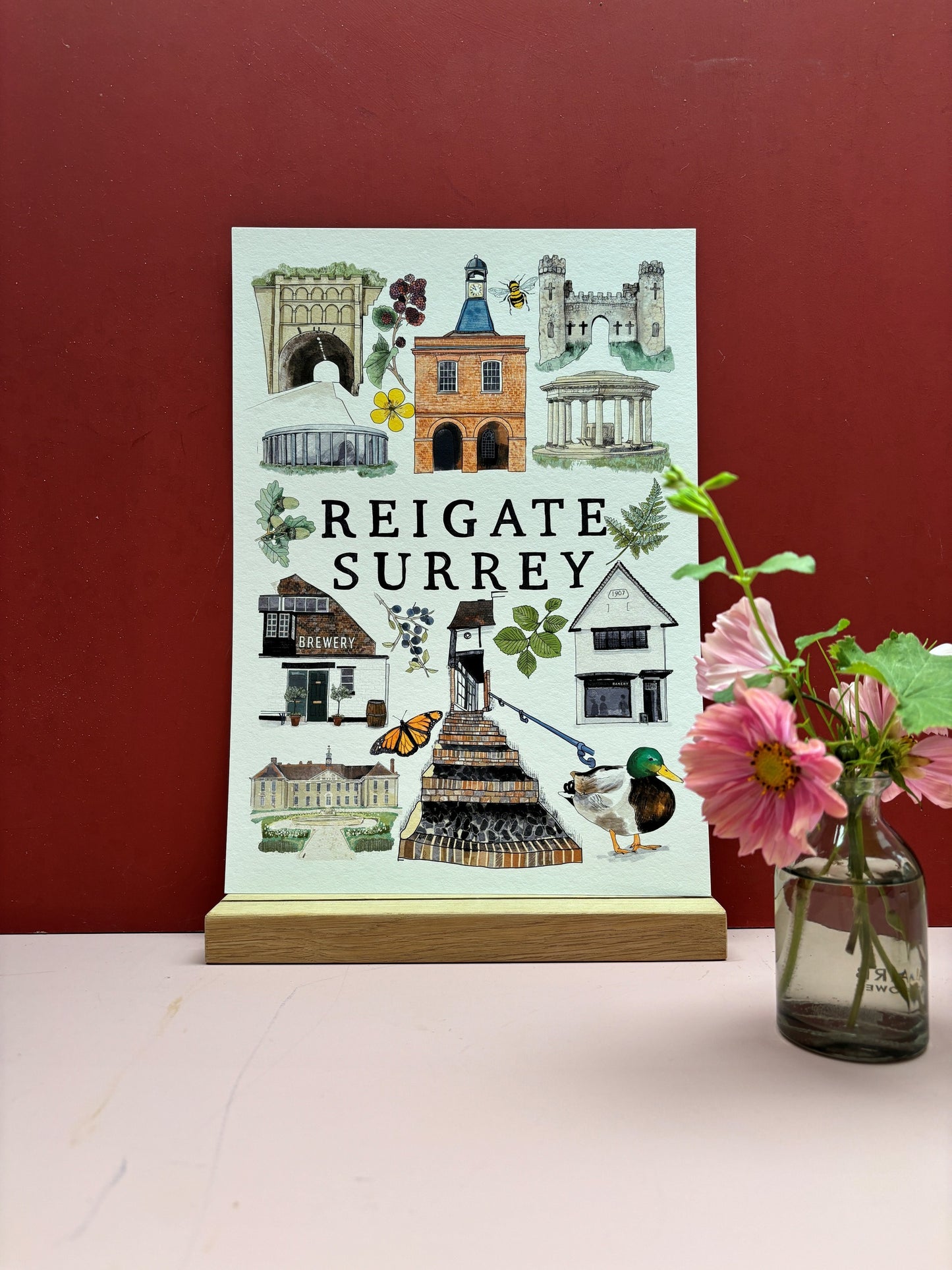 Reigate | A4 Print Surrey Village Art Print