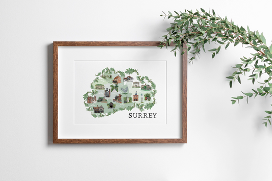 Surrey Map | A4 and A3 Art Print